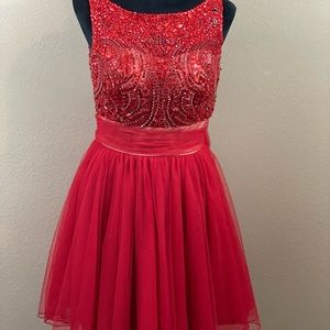 Sherri Hill Embellished Top Open Back Cocktail Prom Party Christmas Dress, sz 6